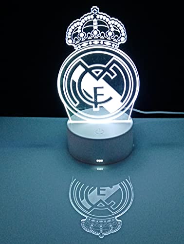 Lámpara decorativa mesita de noche escudo Madrid  lámpara de mesa táctil futbol ilusión óptica 3d para regalo (Madrid)