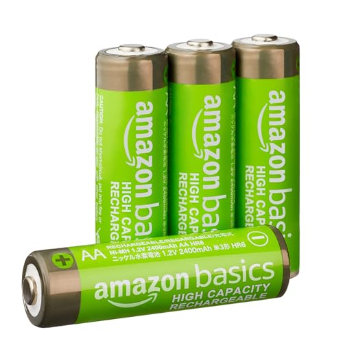 Amazon Basics Pilas AA NiMh recargables de alta capacidad, precargadas, paquete de 4 (el aspecto puede variar)