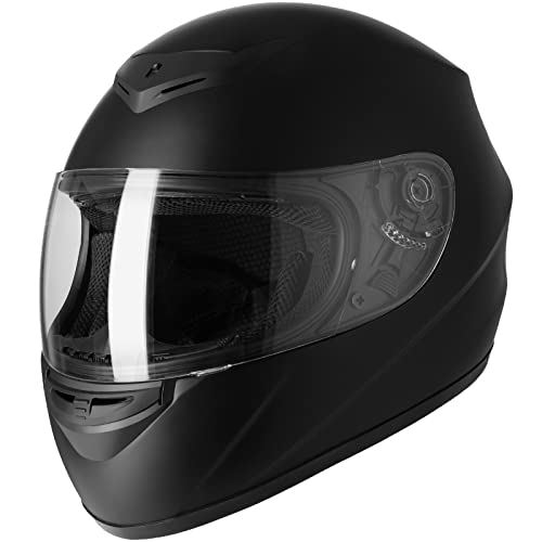 Favoto Casco Integral para Moto, Casco de Motocicleta Transpirable para Mujer Hombre Adultos, Protección de Seguridad, Certificado ECE, 61 cm, Negro