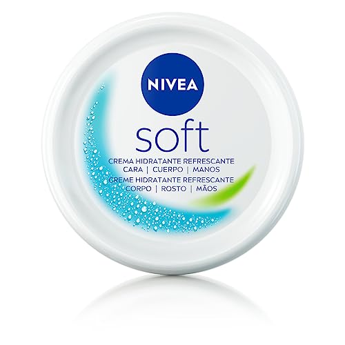 NIVEA Soft (1 x 375 ml), crema multiusos con aceite de jojoba y vitamina E, crema hidratante intensiva para el cuidado de la piel de cara, cuerpo y manos, sin parabenos