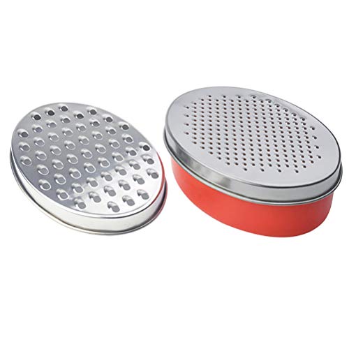BESTONZON Rallador multifuncional de acero inoxidable para frutas y verduras con recipiente de almacenamiento (rojo)