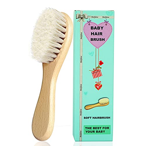 Molylove Cepillo para el cabello fino del bebé con mango de madera y cerdas de cabra súper suaves para recién nacidos y niños pequeños