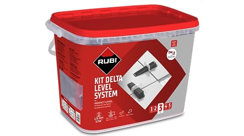 RUBI 3957 | Kit Delta Level System 1,5 mm (3-12mm) | El Set Incluye: 1 Tenaza, 100 Bridas y 100 Cuñas de Nivelación Reutilizables | Sistema para Facilitar Colocación Cerámicas de Gran Formato