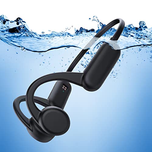Pinetree Auriculares de conducción ósea, IPX8 impermeables con Bluetooth con memoria 8G integrada, reproductor MP3 de oreja abierta para natación subacuática, correr, ciclismo, conducir y gimnasio