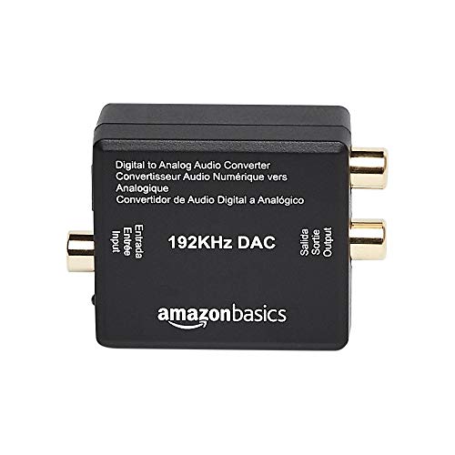 Amazon Basics – Convertidor de audio coaxial óptico digital de 192 KHz a audio RCA analógico, ABS