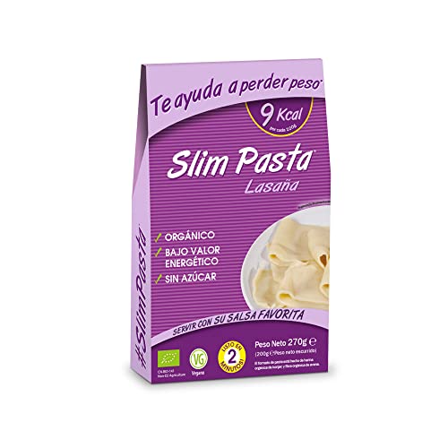 Slim Pasta - Placas de Lasaña - 270 g - Vegana Muy Baja en Calorías - Ideal para Dieta Keto - Elaborado con Agua Purificada, Fibra de Avena y Harina de Konjac - Efecto Saciante