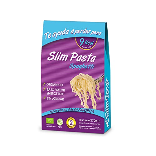 Slim Pasta - Spaghettis de Konjac - 270 g - Sin Calorías ni Carbohidratos - Ideal para Dietas Keto y Low Carb - Aptos para Veganos - Elaborados con Agua Purificada, Fibra de Avena y Harina de Konjac