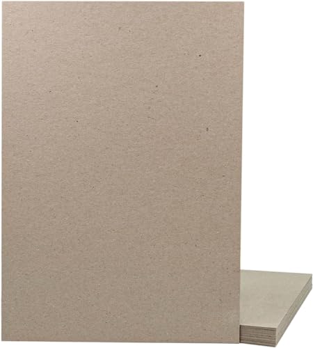 BIBODU 10 Laminas de carton, Carton piedra de 2 mm, tamaño A4 21 x 30 cm Color Beige | Cartón contracolado, prensado grueso, resistente, carton de encuadernar manualidades, scrapbooking (2mm)