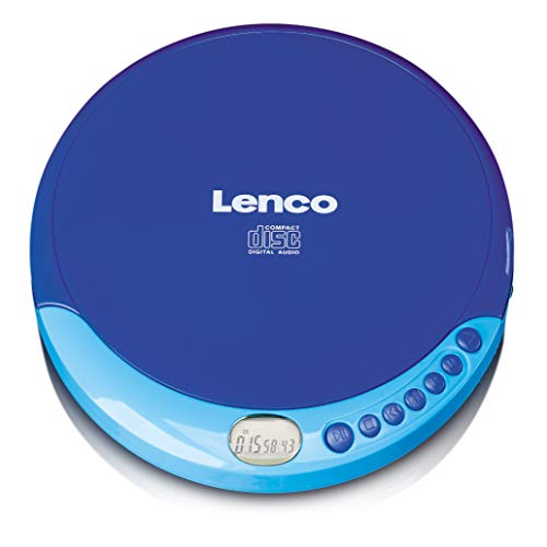 Lenco CD-011 - Reproductor de CD portátil Walkman - Diskman - CD Walkman - Con auriculares y cable de carga micro USB - Azul