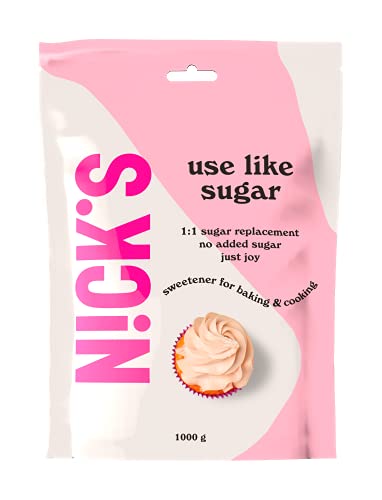 NICKS Use Like Sugar, mezcla de edulcorante natural de xilitol, eritritol y stevia, 1 a 1 sustituto de azúcar perfecto para hornear bajo en calorías (1 kg)