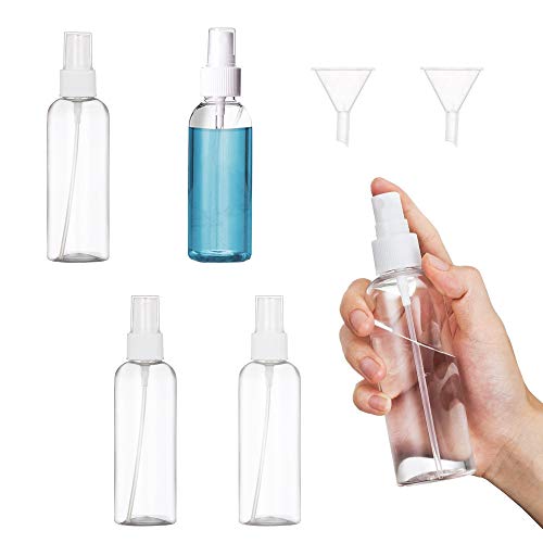 Bote Spray Botella de Aerosol Vacío Plástico Fina Atomizador Transparente Niebla (1 Pack con 4 Botes, 100ml plástico, vacíos, para Perfume)