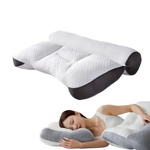 BIVVI Cervical Support Comfortable Goose Down Pillow, Orthopedic Contour Pillow, for Back and Neck Pain Relief, Sleep Enhancing Cervical Support (Black,1PCS)