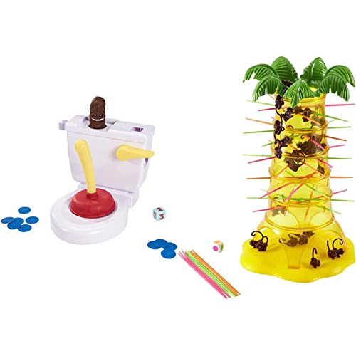 Mattel Games - Baño Boom, Atrapa la Caca + Monos Locos, Juegos de Mesa para niños (Mattel 52563)