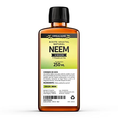 Aceite de Neem Virgen 250 ml - ORGALIANE - Puro, Natural y Pensado en Frío - Piel, Cabellos, Plantas