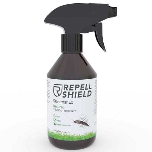 RepellShield Spray Insecticida Pececillos de Plata para Grietas y Huecos del Baño, 250ml - Eliminar Plaga Pececillos Plata de Froma Eficaz con Geraniol - Alternativa a Trampa Pececillos Plata