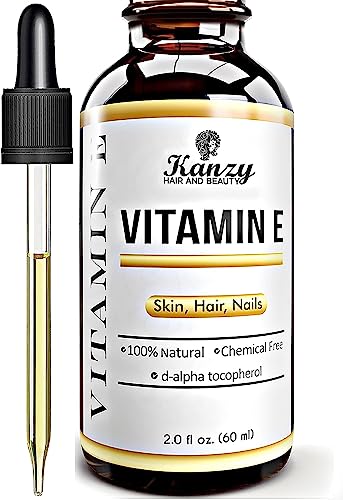 Kanzy Aceite de Vitamina E Liquida para Cuidado Facial, 100% Natural a Base de Plantas Vitamin E Oil para el Cabello d-Alfa Tocoferol 60 ml Aceite Corporal para Mujeres y Hombres