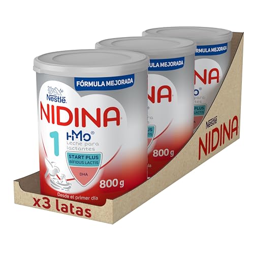 Nestlé NIDINA Leche Para Lactantes en polvo de 0 a 6 Meses Pack de 3 x 800 g, Total: 3,22 kg