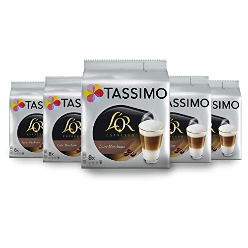 TASSIMO L'Or Café Latte Macchiato - 5 paquetes de 8 unidades (Total 40 unidades)