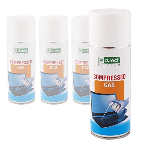 D.RECT - 4X 400 ml Aire comprimido, Spray Limpiador, Compresor de Aire, para Limpieza de Teclado, Ordenador, cámara, teléfono móvil (800085)
