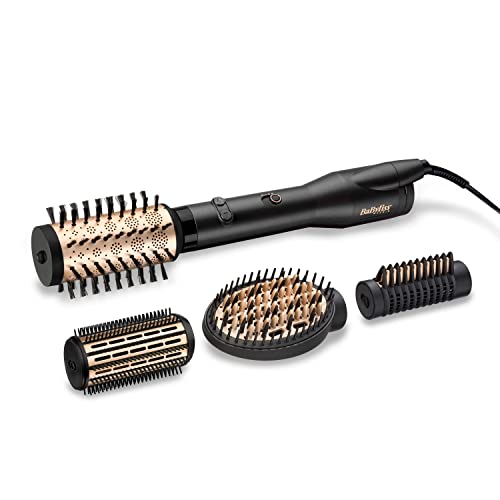 BaByliss AS970E Cepillo de Aire Caliente Big Hair Luxe, Cepillo secador de pelo, 4 Cabezales, Iónico, Rotación multidireccional