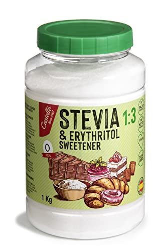 Edulcorante Stevia + Eritritol 1:3 | 1g = 3g de azúcar | Sustituto del Azúcar 100% Natural - 0 Calorías - 0 Índice Glucémico - Keto y Paleo - 0 Carbohidratos - No OGM - Castello since 1907-1 kg