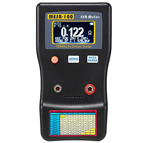 MESR-100 Digital ESR Medidor, Automático Rango 0.001R A 100R Capacímetro Circuito Resistencia/Capacitancia Probador Ohmímetro Retroiluminación Multímetro, para Reparación Tv/Lcd/Placa de Audio