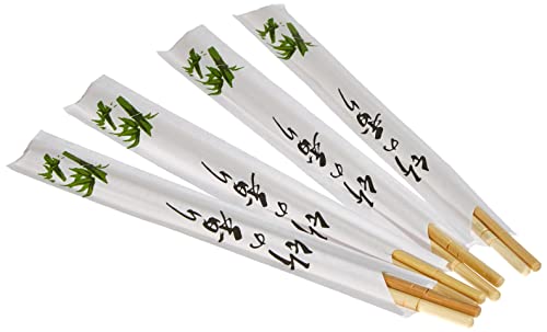 JADE TEMPLE Palillos Chinos de Bambú en Funda de Papel, Descartables, 21 cm, Marrón, 100 Unidades