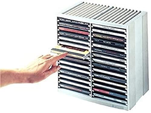 Fellowes 98230, Caja de almacenaje de CD, Capacidad para 30 CD más almacenamiento adicional para 18 CD en la parte superiorcolor gris