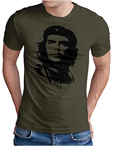 OM3 Camiseta para hombre de Che-Guevara | Viva La Revolution Castro Cuba Havana | S - 4XL verde oliva L