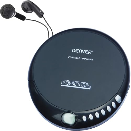 Discman Denver DM-24. Reproductor de CD portátil. Compatible con CD, CD-R y CD/RW. Auriculares incluidos