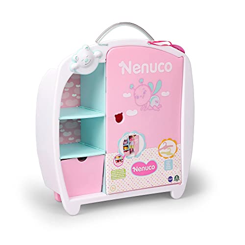 Nenuco - Nenuco Armario, de color rosa, complemento para guardar la ropita de los bebés Nenuco, muñecos de 35 cm y 42cm, incluye 2 perchas y 1 cajón, para niños y niñas +2 años, Famosa (NFN28000)