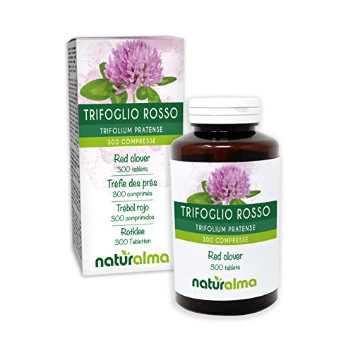 Trébol rojo o Trébol violeta (Trifolium pratense) hierba con flores Naturalma | 150 g | 300 comprimidos de 500 mg | Complemento alimenticio | Natural y Vegano