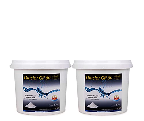 Pack 2 UDS - Cloro rápido para Piscinas DIACLOR GR 60 10 KG (2x5 KG) - Cloro granulado de disolución rápida Blanco