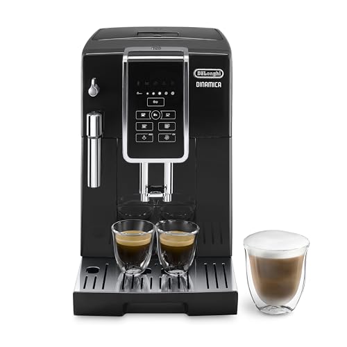 Cafetera DeLonghi Dinamica ECAM totalmente automática, con espumador de leche, función para 2 tazas, negra