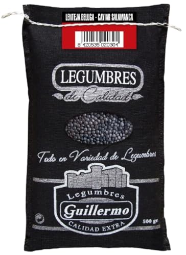 Guillermo | Lenteja beluga caviar (Salamanca) - Saco 500g. | Gourmet | Calidad Extra | Opción para vegetarianos y veganos | Sabor más rico e intenso y terroso que otras variedades de lentejas