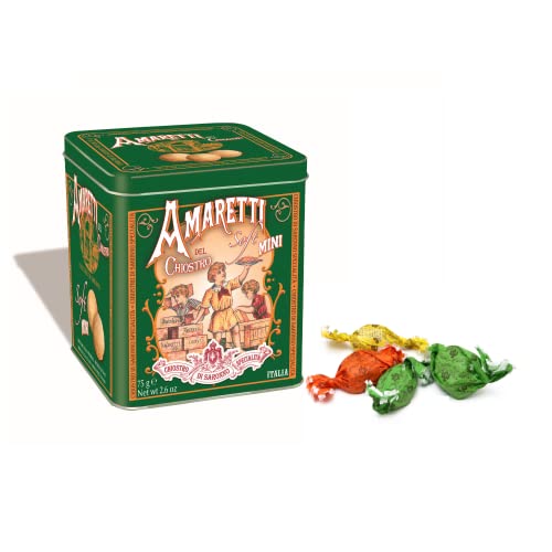 Claustro de Saronno | Amaretti del Chiostro | Amaretti Suave con Almendras - 75 Gr | Cajas de pastelería | Envasado de macarrones blandos en lata de metal