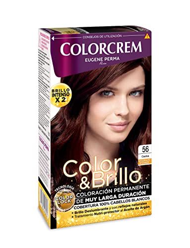 Colorcrem Color & Brillo Colorcrem - Tinte permanente mujer - Tono 56 Caoba, con tratamiento nutri-protector al aceite de Argán. + 45% de producto | Disponible en más de 20 tonos.