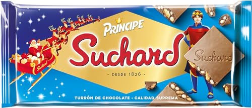 Suchard Príncipe Tableta de Turrón de Chocolate con Leche con Trozos de Galleta Príncipe y Arroz Inflado 260g
