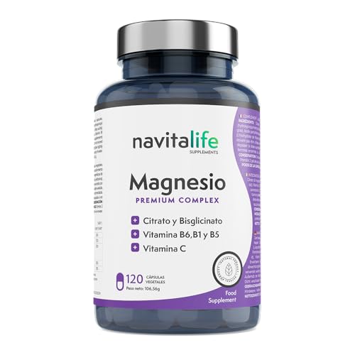 Citrato de Magnesio con Bisglicinato de magnesio y Vitamina C, B6, B1, B5. Hecho 100% en España. Reduce Cansancio y Fatiga rápidamente. Alivia el dolor articular y muscular. Tratamiento para 2 meses.