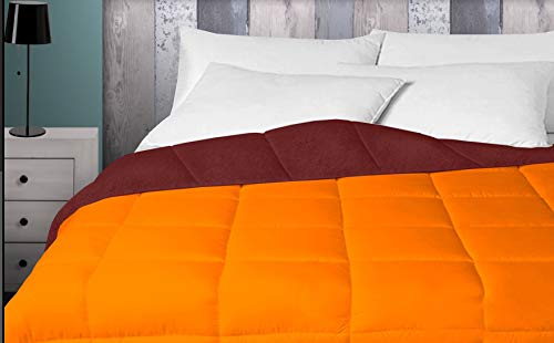 Energy Colors Textil - Hogar - Praha - Relleno Nórdico 350 gr Reversible Liso Tacto Pluma Otoño- Invierno (Naranja - Marrón, Cama 90 (150 x 220 cm))