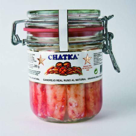 Chatka Cangrejo Real Ruso 100% Pata Cristal Lata Gourmet Delicatessen al natural Crab (Tarro 60% pata 310g)