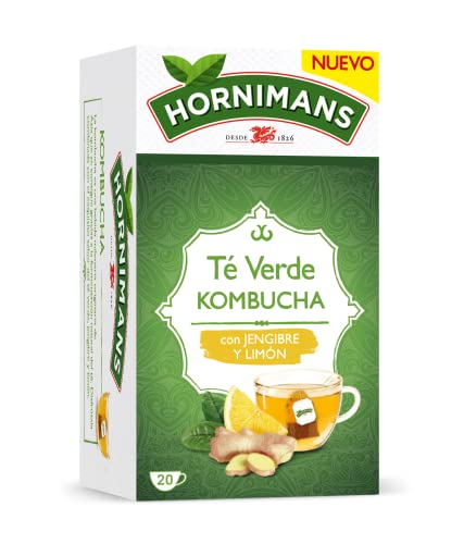 Hornimans Té Verde Kombucha con Jengibre y Limón 100% Natural | 20 bolsitas | Con Teína