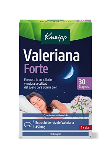 Kneipp, Valeriana Forte, Tranquilizante Natural para Dormir, Pastillas de Valeriana Relajantes, Alivian el Estrés y Favorecen el Sueño, 30 Grageas (450 mg)