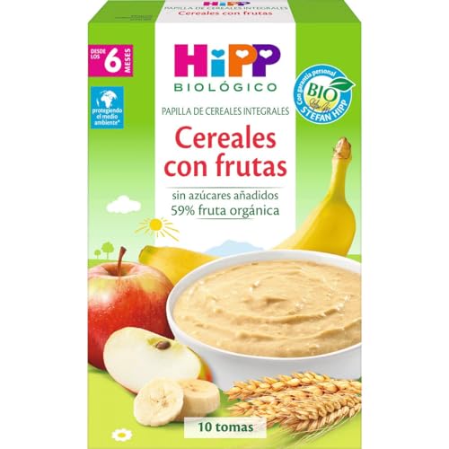 HiPP Biológico - Papilla de Cereales Integrales con Frutas - 250 g - Apta a partir de 6 meses - Sin lactosa, Sin Proteína de la Leche de Vaca y Sin azúcares