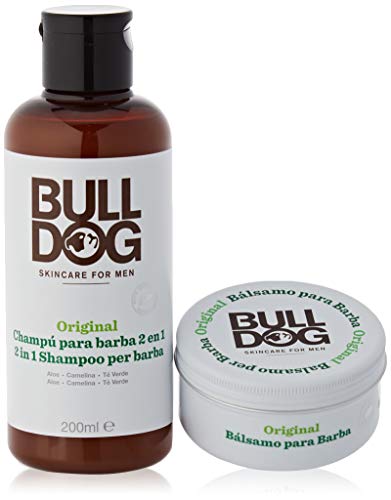 Bulldog Skincare - Kit de Cuidado Para Barba Larga, Incluye: Champú y Acondicionador 2 en 1 + Bálsamo Para Barba Original - Ingredientes Naturales, Sin Parabenos ni Fragancias Sintéticas
