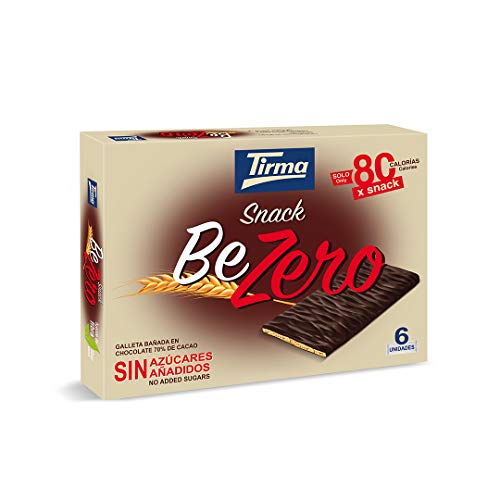 Tirma Snack Be-Zero Galleta Bañada en Chocolate 70% Cacao, Sin Azúcares Añadidos - 1 paquete x 6 unidades de 17.5g