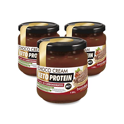 Keto Protein Bestdiet - Crema de Chocolate para Untar Vegana, con Avellanas, Baja en Grasa y Carbohidratos, Sin Azucar, Sin Leche, Sin Aceite de Palma, Sin Gluten (Pack 3 unidades de 120g)