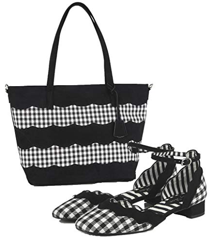 Ruby Shoo Lydia Zapatos de tacón bajo y bolsa de compras Mijas a juego, color Negro, talla 37 EU