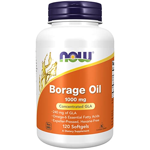 Now Foods, Borage Oil (Aceite de Borraja), 1.000mg, 120 Cápsulas blandas, Probadas en Laboratorio, Sin Soja, Sin Gluten, No GMO