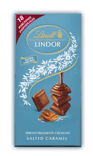 Lindt Chocolate LINDOR SINGLES Chocolate con leche y caramelo salado, tableta de chocolate leche, cremoso, con interior de chocolate con leche